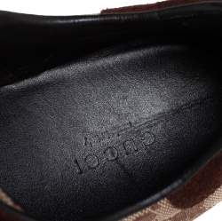 Pre Owned حذاء رياضى غوتشى منخفض من أعلى ويب كلاسيك كانفاس جى جى وسويدى بيج / بنى مقاس 38.5