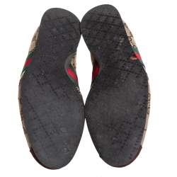 Pre Owned حذاء رياضى غوتشى منخفض من أعلى ويب كلاسيك كانفاس جى جى وسويدى بيج / بنى مقاس 38.5