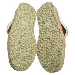 Pre Owned Gucci Off White Canvas Web Low Top Espadrille Sneakers Size 40