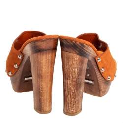 Pre Owned صندل سلايد غوتشي مورينا مزين هورسبيت سويدي بني مقاس 36