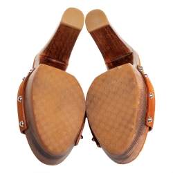 Pre Owned صندل سلايد غوتشي مورينا مزين هورسبيت سويدي بني مقاس 36