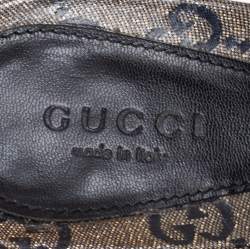 Pre Owned Gucci Black/Gold GG Coated Canvas Horsebit Sandals Size 36.5