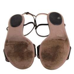 Pre Owned صندل غوتشي مزين هورسبيت جلد لامع أسود مقاس 38.5