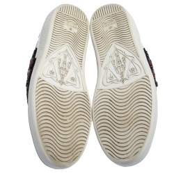 مملوكة مسبقًا Gucci White Leather Snake Embroidered Ace Sneakers Size 38
