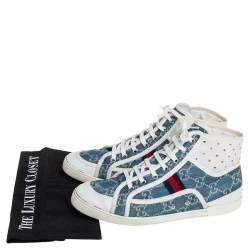 Gucci Blue GG Denim And Leather High Top Sneakers Size 39