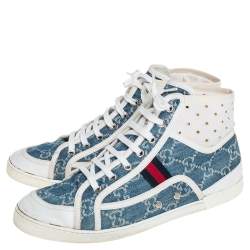 Gucci Blue GG Denim And Leather High Top Sneakers Size 39
