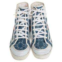Gucci Blue GG Denim And Leather High Top Sneakers Size 39