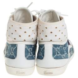 Gucci Blue GG Denim And Leather High Top Sneakers Size 39