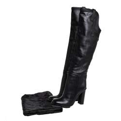 Pre Owned Gucci Black Leather Lifford Knee-Length Boots Size 39.5