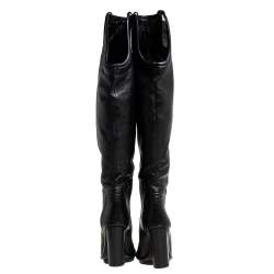 Pre Owned Gucci Black Leather Lifford Knee-Length Boots Size 39.5