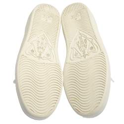 Pre Owned Gucci White Leather And Python Embossed Leather Ace Bee Web Low Top Sneaker Size 37.5