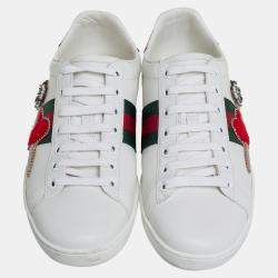 Gucci White Leather Ace Embellished  Low Top Sneakers Size 39