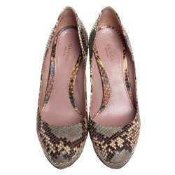 Gucci Multicolor Python Lisbeth Platform Pumps Size 39