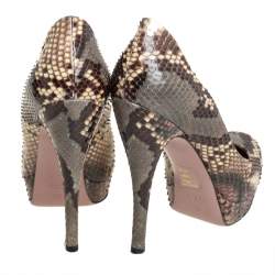 Gucci Multicolor Python Lisbeth Platform Pumps Size 39