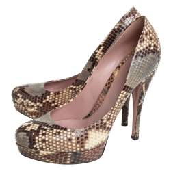 Gucci Multicolor Python Lisbeth Platform Pumps Size 39