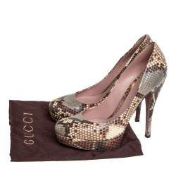 Gucci Multicolor Python Lisbeth Platform Pumps Size 39