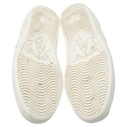 مملوكة مسبقًا Gucci White Leather And Canvas  Bee Ace Low-Top Sneakers Size 36.5