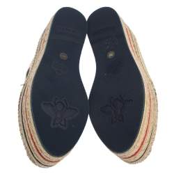 Pre Owned Gucci Beige Canvas Platform Espadrille Lace Up Sneakers Size  36