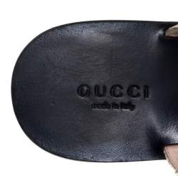 مملوكة مسبقًا Gucci Gold Foil Textured Leather GG Marmont Thong Flats Size 35.5
