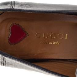 مملوكة مسبقًا Gucci Black Leather Peyton GG Web Detail Pearl Studded Pumps Size 35.5
