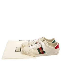 مملوكة مسبقًا حذاء رياضي غوتشي ايس جلد أبيض منخفض من أعلى مقاس 38