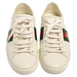 Gucci White Leather Ace Low Top Sneakers Size 38