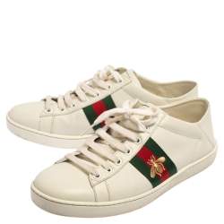 Gucci White Leather Ace Low Top Sneakers Size 38