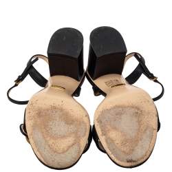 مملوكة مسبقًا Gucci Black Leather GG Marmont Block Heel Ankle Strap Sandals Size 39