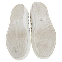 Gucci White Leather Eyelet Embellished Slip On Sneakers Size 38.5
