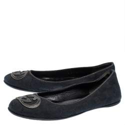 Gucci Dark Blue GG Canvas Interlocking GG Ballet Flats Size 36