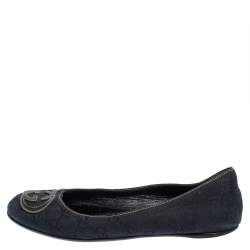 Gucci Dark Blue GG Canvas Interlocking GG Ballet Flats Size 36