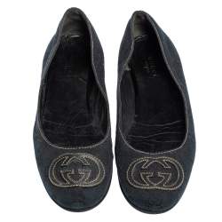 Gucci Dark Blue GG Canvas Interlocking GG Ballet Flats Size 36