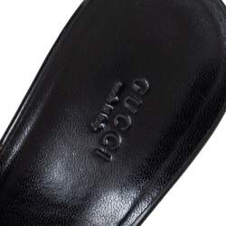 Pre Owned Gucci Black Patent Leather Horsebit Bamboo Slide Sandals  Size 40.5 