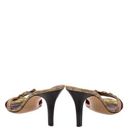 Pre Owned Gucci Beige/Brown GG Canvas Hysteria Slide Sandals Size 40.5