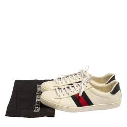 Pre Owned حذاء رياضي غوتشي ويب أيس قماش وجلد مقاس 43