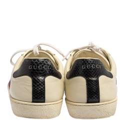 Pre Owned حذاء رياضي غوتشي ويب أيس قماش وجلد مقاس 43