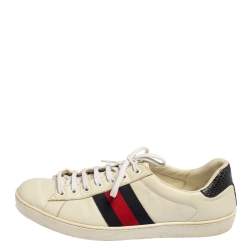 Pre Owned حذاء رياضي غوتشي ويب أيس قماش وجلد مقاس 43