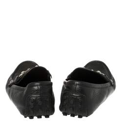 Pre Owned Gucci Black Leather Web Horsebit Loafers Size 38