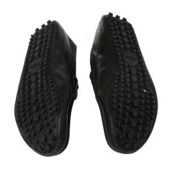 Pre Owned Gucci Black Leather Web Horsebit Loafers Size 38