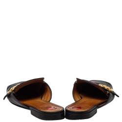 Pre Owned Gucci Black Leather Peyton Square Toe Mules Size 39.5