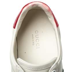 مملوكة مسبقًا Gucci White Leather Ace Web Low Top Sneakers Size 37.5
