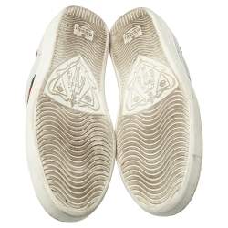 مملوكة مسبقًا Gucci White Leather Ace Web Low Top Sneakers Size 37.5