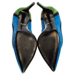 Pre Owned Gucci Tricolor Suede Pointed Toe Pumps Size 37