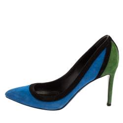 Pre Owned Gucci Tricolor Suede Pointed Toe Pumps Size 37