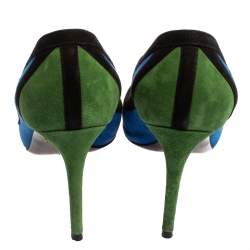 Pre Owned Gucci Tricolor Suede Pointed Toe Pumps Size 37