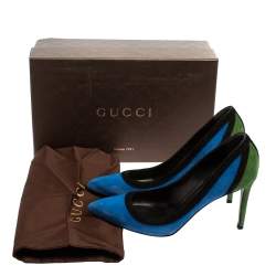 Pre Owned Gucci Tricolor Suede Pointed Toe Pumps Size 37