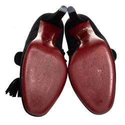 Pre Owned Gucci Black Suede Tassel Booties Size 38
