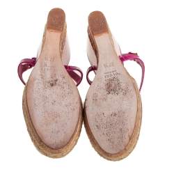 Pre Owned Gucci Pink Patent Leather Hollie Wedge Sandals Size 37.5