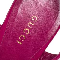 Pre Owned Gucci Pink Patent Leather Hollie Wedge Sandals Size 37.5