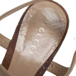 Pre Owned صندل غوتشي كعب روكي هولي سويدي بيج مقاس 37